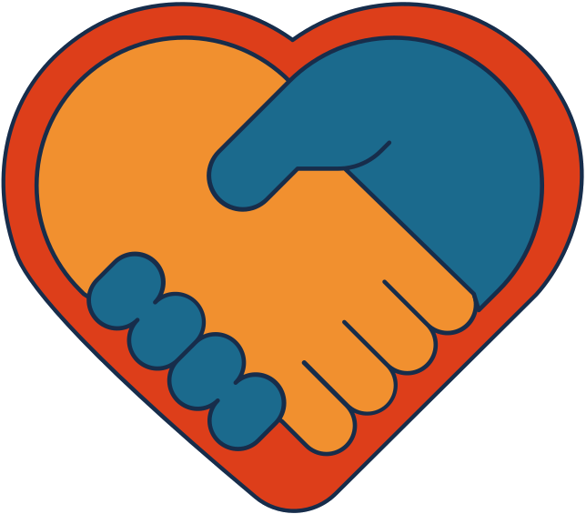 Une coeur avec des mains à l'intérieur